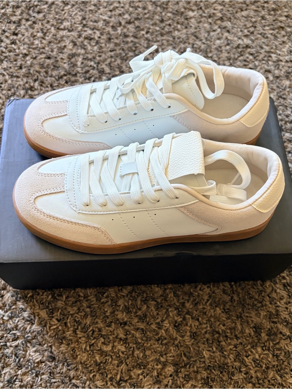 Fashion Nova White Sneakers with Gum Sole Accent